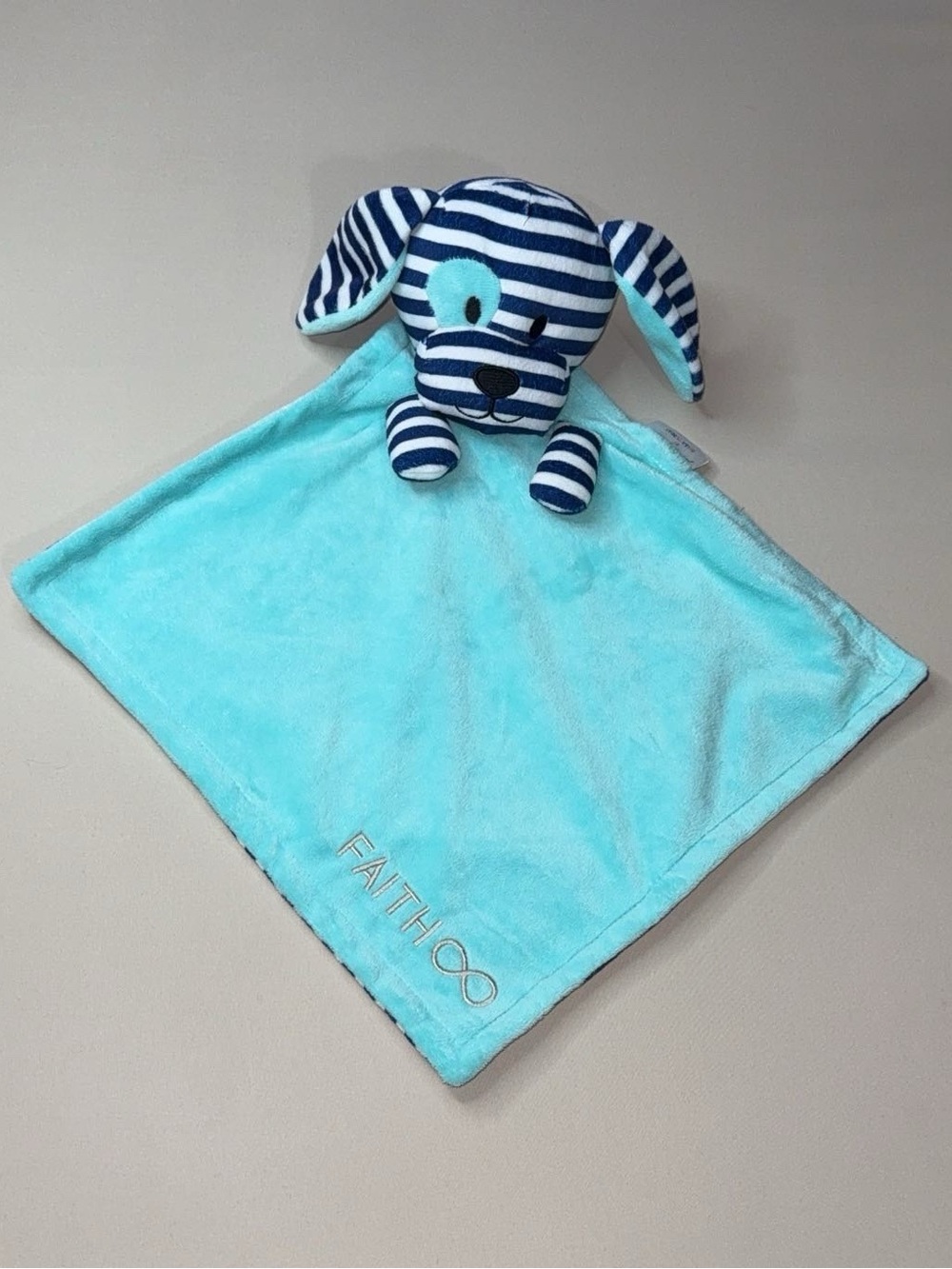 Bella Tunno Poetic Plush Dog Security Blanket Blue Stripe Baby Lovey Faith